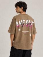 Best Imported Dark Cream Printed Oversized T-Shirt Premium