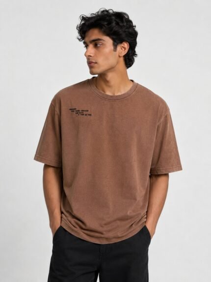 Stylish Solid Dark Brown Oversize T-Shirt for Men & Espresso