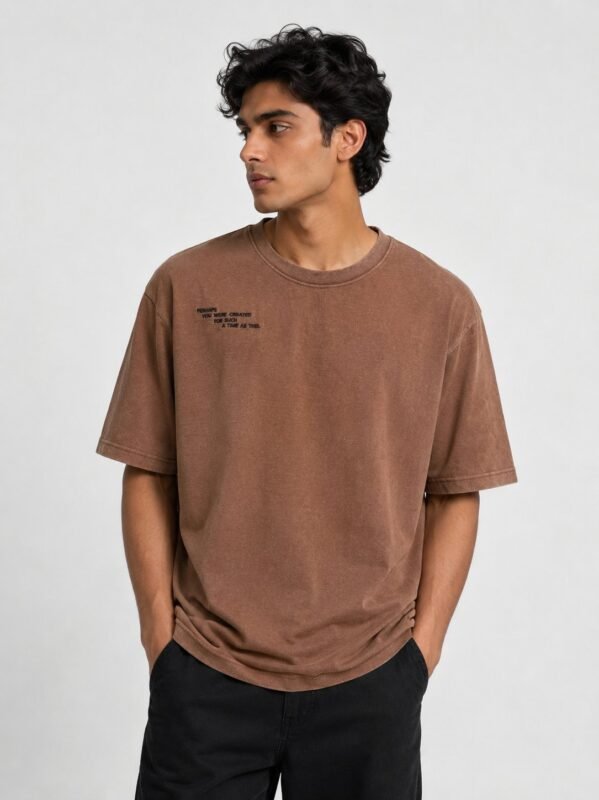 Stylish Solid Dark Brown Oversize T-Shirt for Men & Espresso