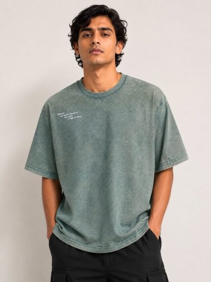Trendy Solid Lite Green Oversize T-Shirt for Men