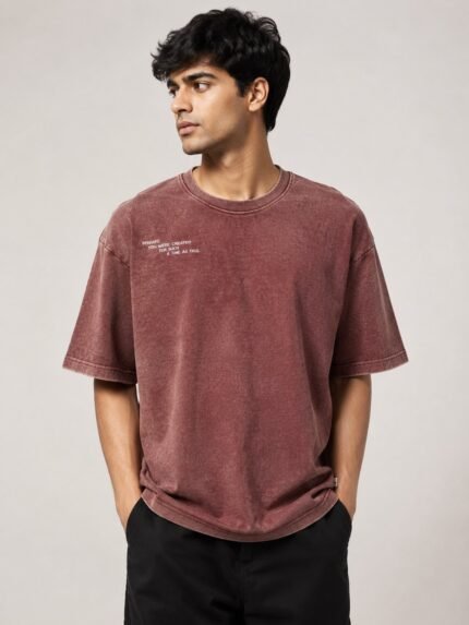 Trendy Solid Maroon Oversize T-Shirt for Men & Rich Burgundy