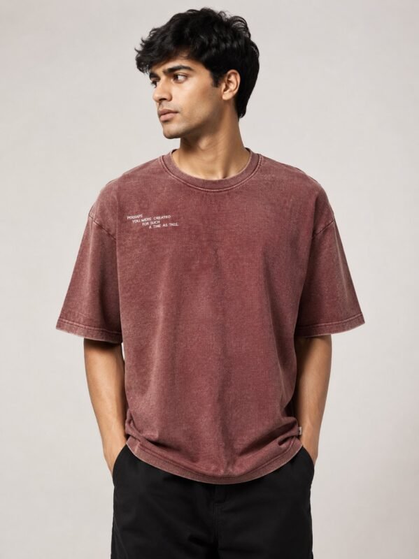 Trendy Solid Maroon Oversize T-Shirt for Men & Rich Burgundy