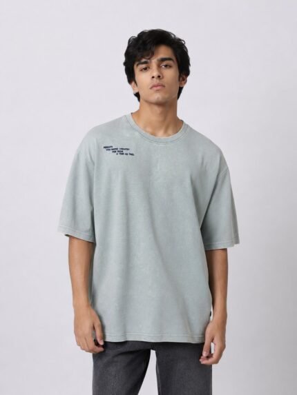 Stylish Solid Ice Blue Oversize T-Shirt for Men & Cool Pastel