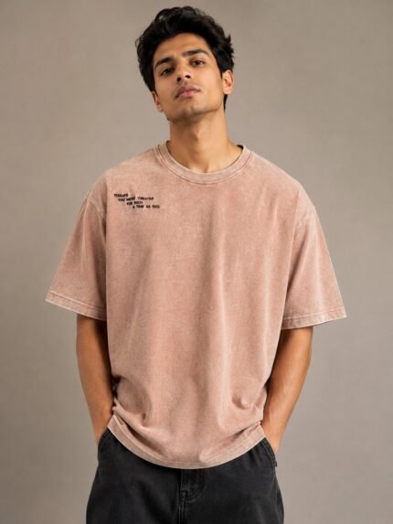 Stylish Solid Peach Oversize T-Shirt for Men & Warm Pastel