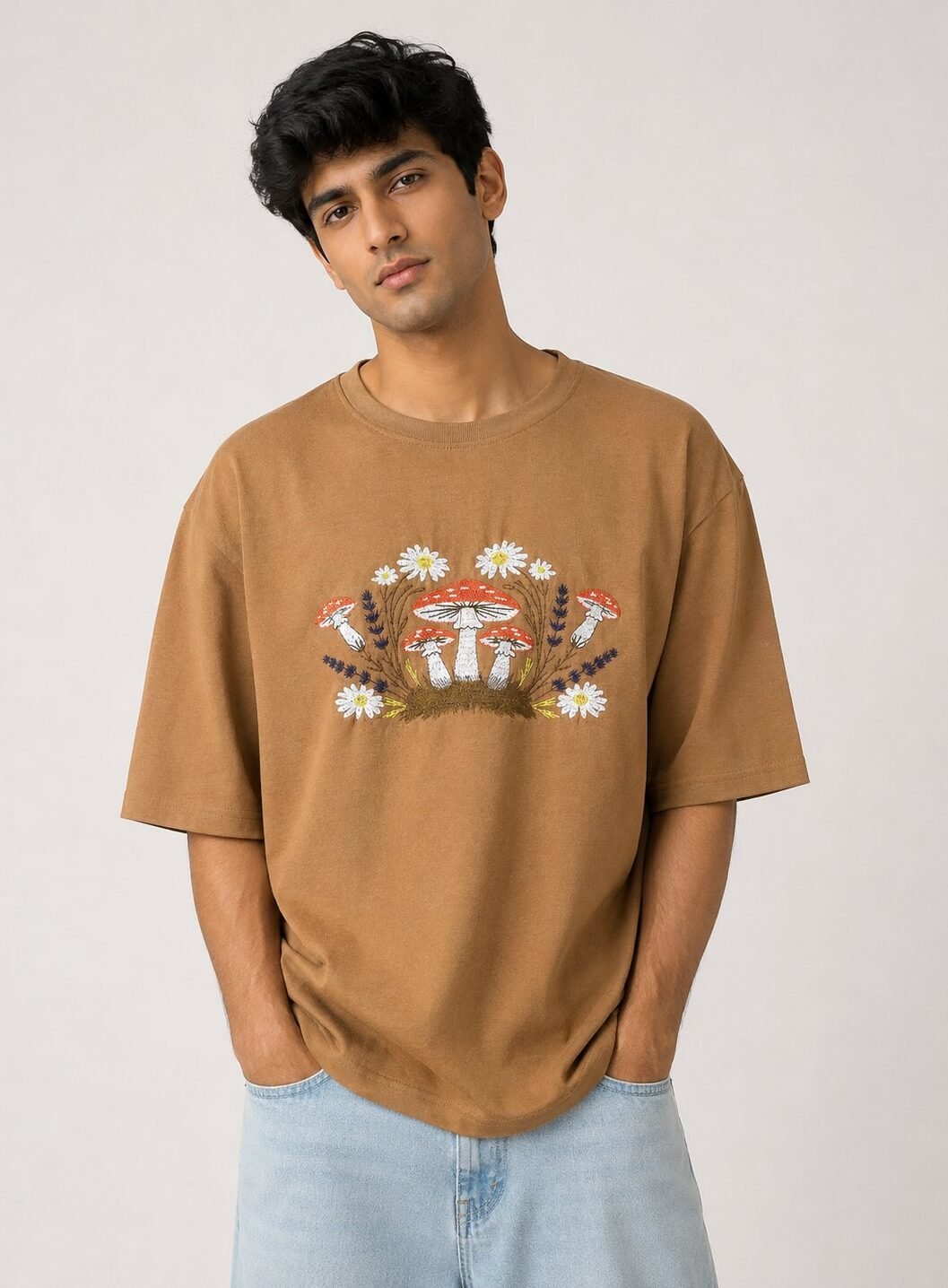 Premium Lite Brown Printed Oversize T-Shirt for Men Premium Lite Brown Printed Oversize T-Shirt for Men