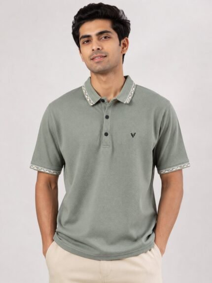 Trendy Plain Lite Green Polo Half T-Shirt for Men & Fresh Mint