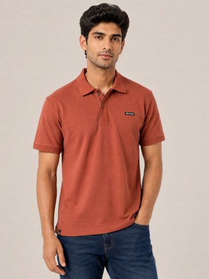 Stylish Solid Orange Polo Half T-Shirt for Men