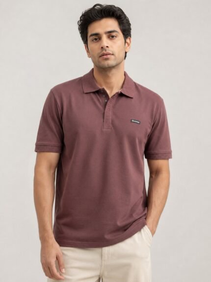 Stylish Solid Pink Polo Half T-Shirt for Men & Modern Confidence