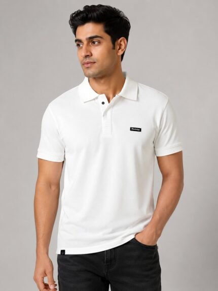 Trendy Solid White Polo Half T-Shirt for Men & Clean Classic