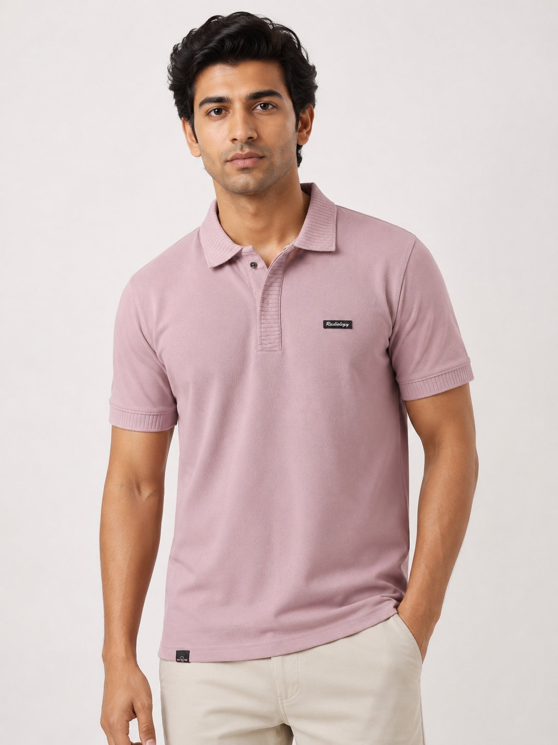Trendy Solid Baby Pink Polo Half T-Shirt for Men Trendy Solid Baby Pink Polo Half T-Shirt for Men