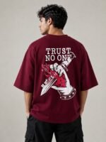 Trendy Maroon Printed Oversize T-Shirt Stylish Streetwear