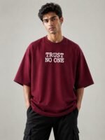 Trendy Maroon Printed Oversize T-Shirt Stylish Streetwear
