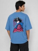 Classic Glaucous Blue Printed Oversize T-Shirt Stylish Streetwear