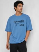 Classic Glaucous Blue Printed Oversize T-Shirt Stylish Streetwear