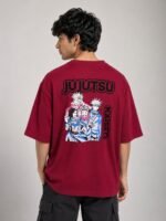 Printed Classic Maroon Oversize T-Shirt Trendy Streetwear