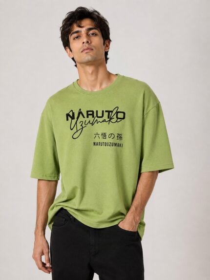 Style Lite Green Printed Oversize T-Shirt Trendy Street