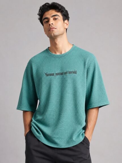 Trendy Best Blue Printed Oversize T-Shirt Streetwear