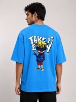 Stylish Lite Blue Printed Oversize T-Shirt Soft Streetwear Style