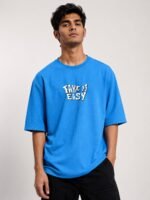 Stylish Lite Blue Printed Oversize T-Shirt Soft Streetwear Style