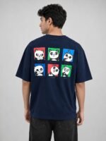 Deep Navy Blue Printed Oversize T-Shirt Premium Streetwear