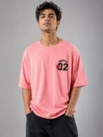 Classic Baby Pink Printed Oversize T-Shirt Trendy Streetwear