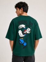 Classic Best Dark Green Oversize Printed T-Shirt Streetwear