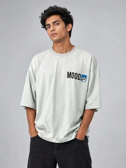Imported Cream Printed Oversize T-Shirt Premium Quality