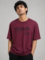 Trendy Wine Printed Oversize T-Shirt for Men Trendy Streetwear