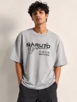 Premium Lite Grey Printed Oversize T-Shirt Trendy Streetwear