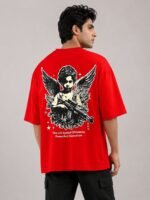 Luxury Red Printed Oversized T-Shirt for Men