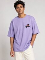 Classic Lite Purple Back Print Oversize Tshirt For Men