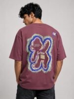 Wine Back Print Oversize Imported Tshirt For Men