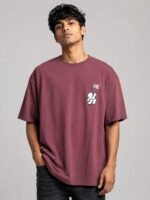 Wine Back Print Oversize Imported Tshirt For Men