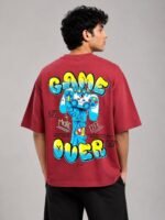 Printed Peach Oversize T-Shirt for Men Streetwear Style