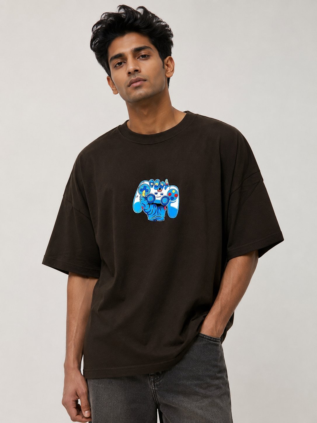Printed Black Oversize T-Shirt for Men Essential Printed Black Oversize T-Shirt for Men Essential