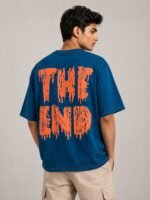 Men's Best Dark Blue Printed Oversize T-Shirt Crisp
