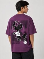 Purple Oversize T-Shirt for Men Streetwear Style