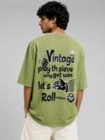 Pista Green Printed Oversize T-Shirt for Men Style