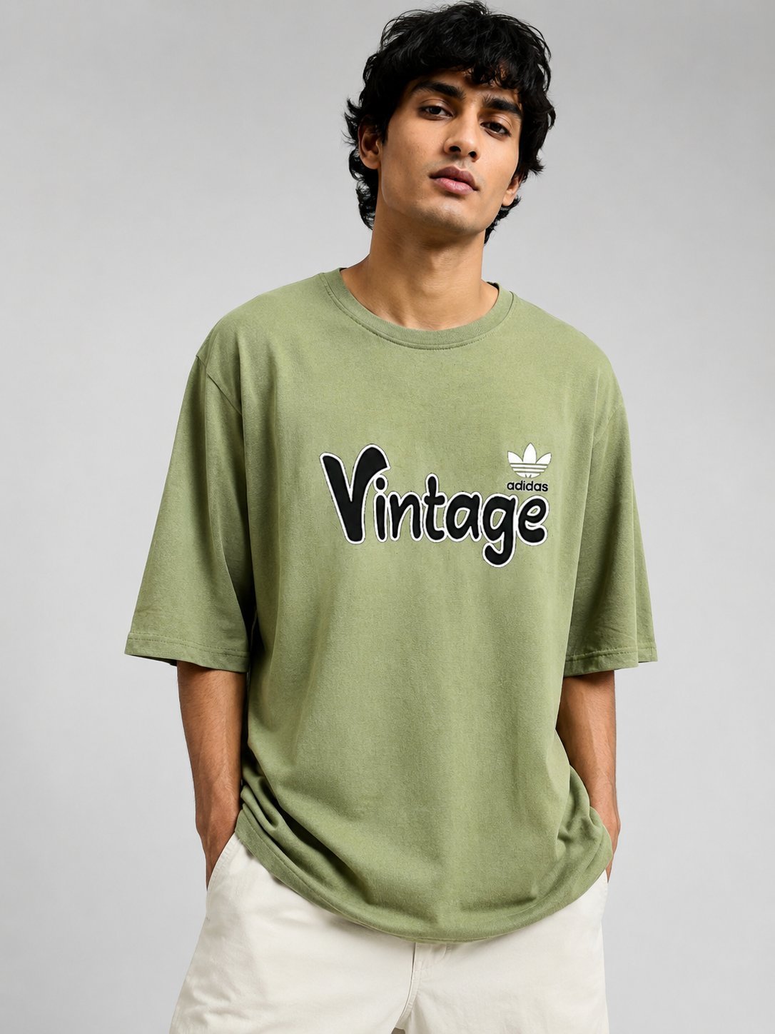 Pista Green Printed Oversize T-Shirt for Men Style Pista Green Printed Oversize T-Shirt for Men Style