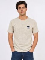 Cream Plain Half Popcorn Tshirt for Men Premium Tee