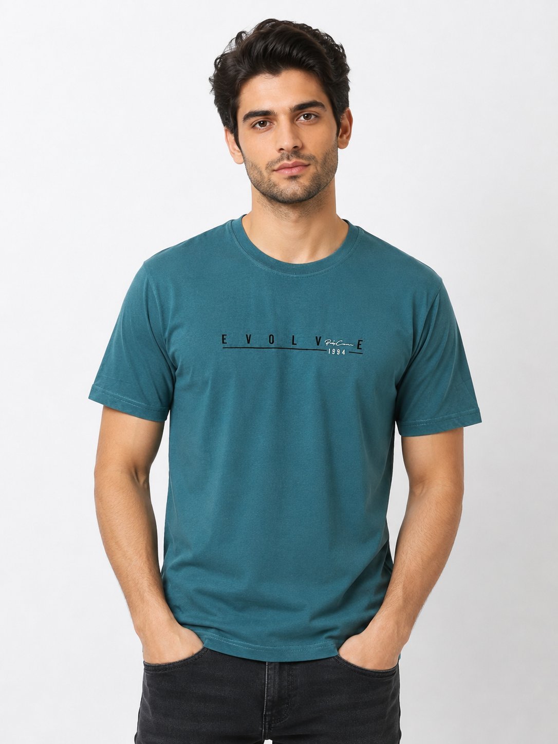 Blue Plain Half T-Shirt for Men & Versatile Blue Plain Half T-Shirt for Men & Versatile