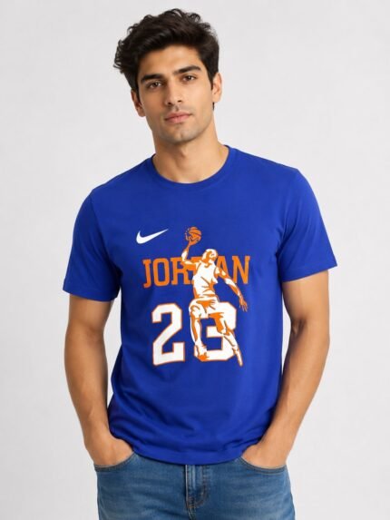 Royal Blue Printed Half T-Shirt Bold Graphic Designs