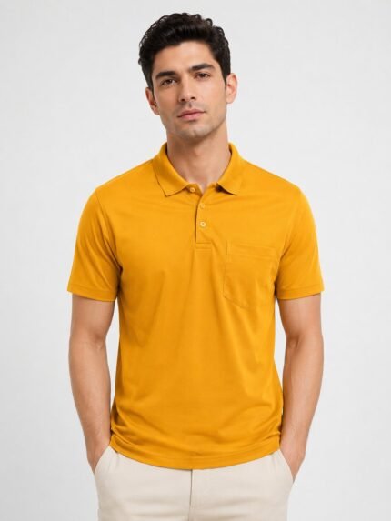 Men’s Solid Yellow Polo T-Shirt Premium Sunshine Casual Wear