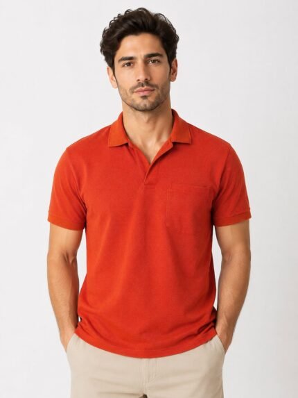 Stylish Plain Red Polo Half T-Shirt Premium Meti