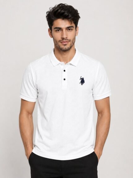 Stylish Plain White Polo T-Shirt for Men | Classic & Versatile