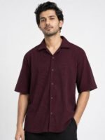 Oversize Maroon Plain Shirt for Men | Rich & Comfortable