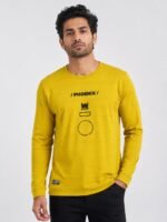 Yellow Printed T-Shirt for Men | Full Sleeve