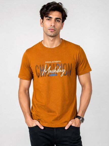 Trendy Summer Fashion Orange Printed T-Shirt for Men