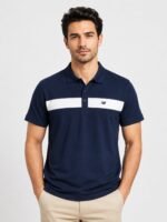 Plain Navy Blue Half Sleeve Polo T-Shirt for Men