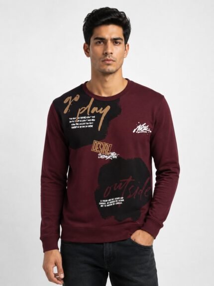 Maroon Printed Men's T-Shirt | Premium Cotton